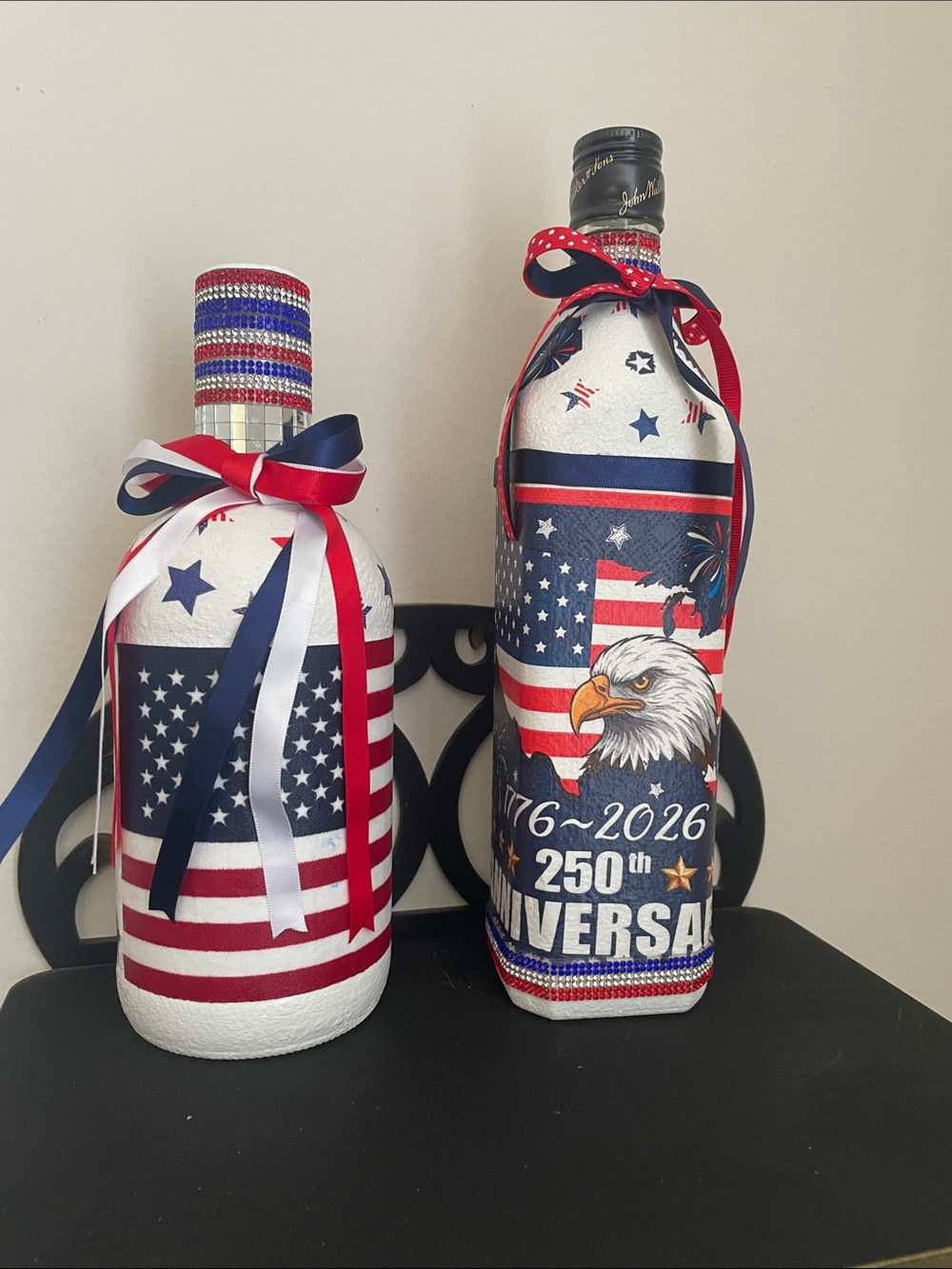 Patriotic American Flag Decorative Bottle Cover - Red White Blue